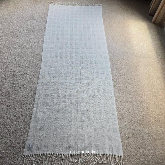 Woven Wool Scarf Ivory Woolmark - Picture 2 of 12